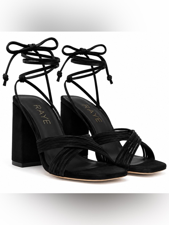 RAYE Shoes - RAYE Gian Black Suede Heels Size 6 | Strappy Block Heel Sandals